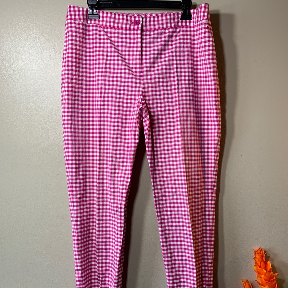 J.Mclaughlin Pink Checkered Pattern Pants - image 1